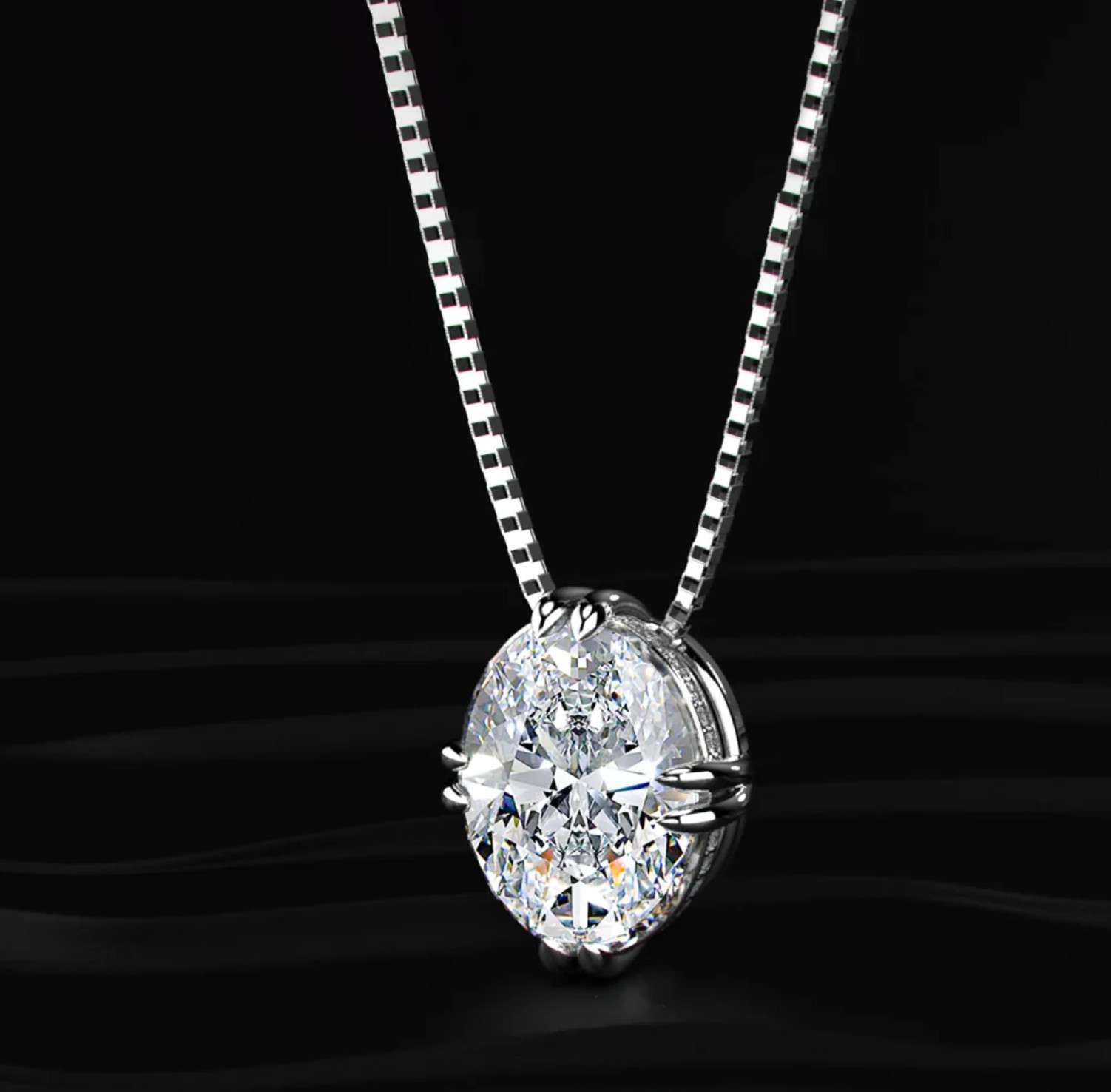 925 Silver, White Diamond Solitaire Pendant, 9 Ct Certified Treated-Elegant Look