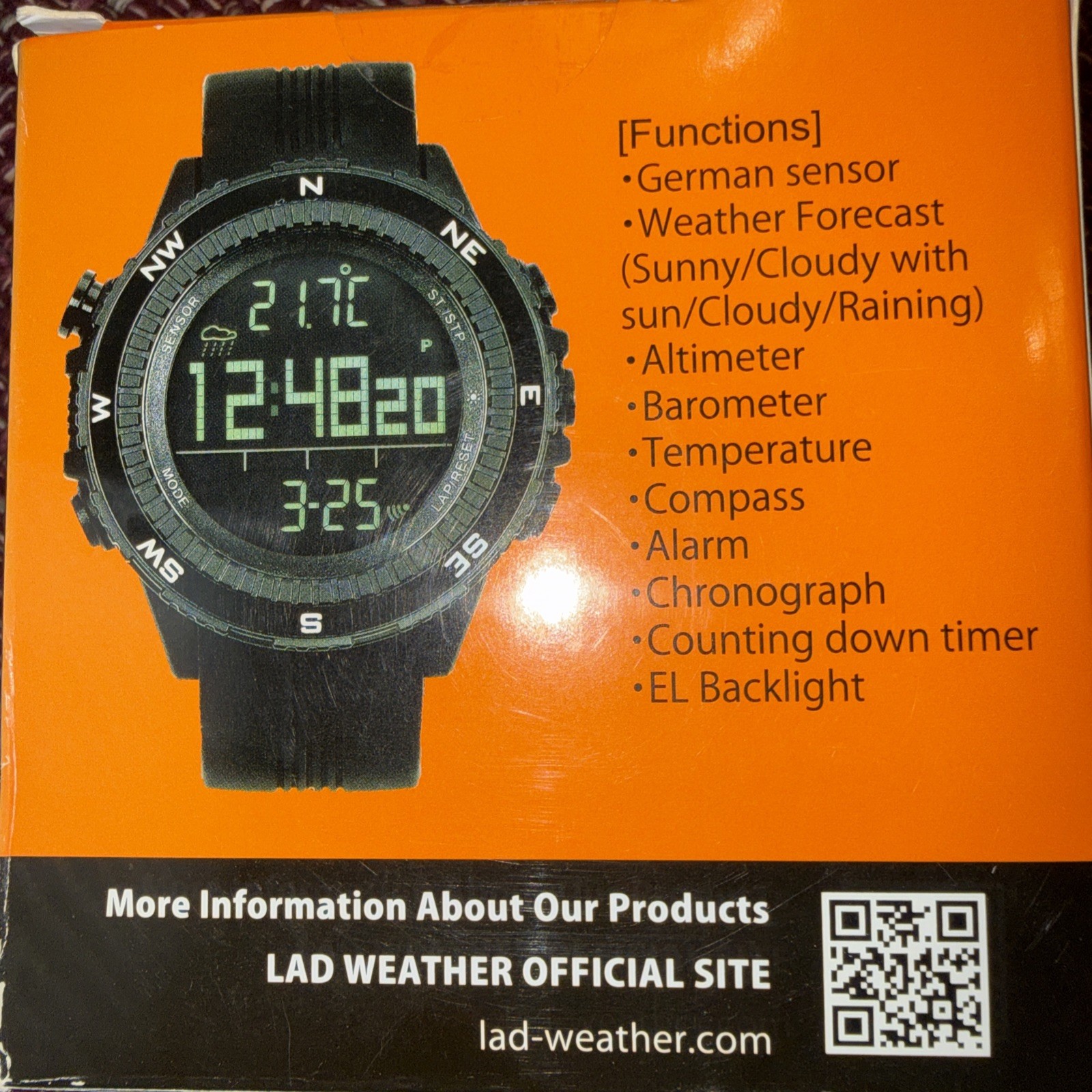 LAD WEATHER Outdoor Watch German Sensor Altimeter Barometer Forecast SEALED