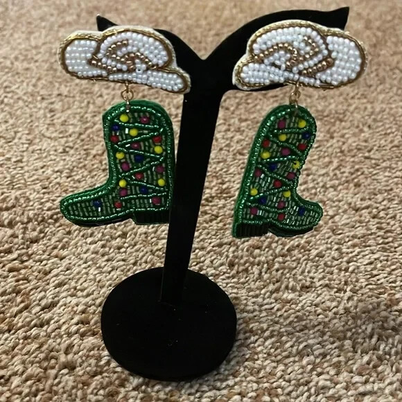 Brooke Wright Christmas Cowboy boot earrings