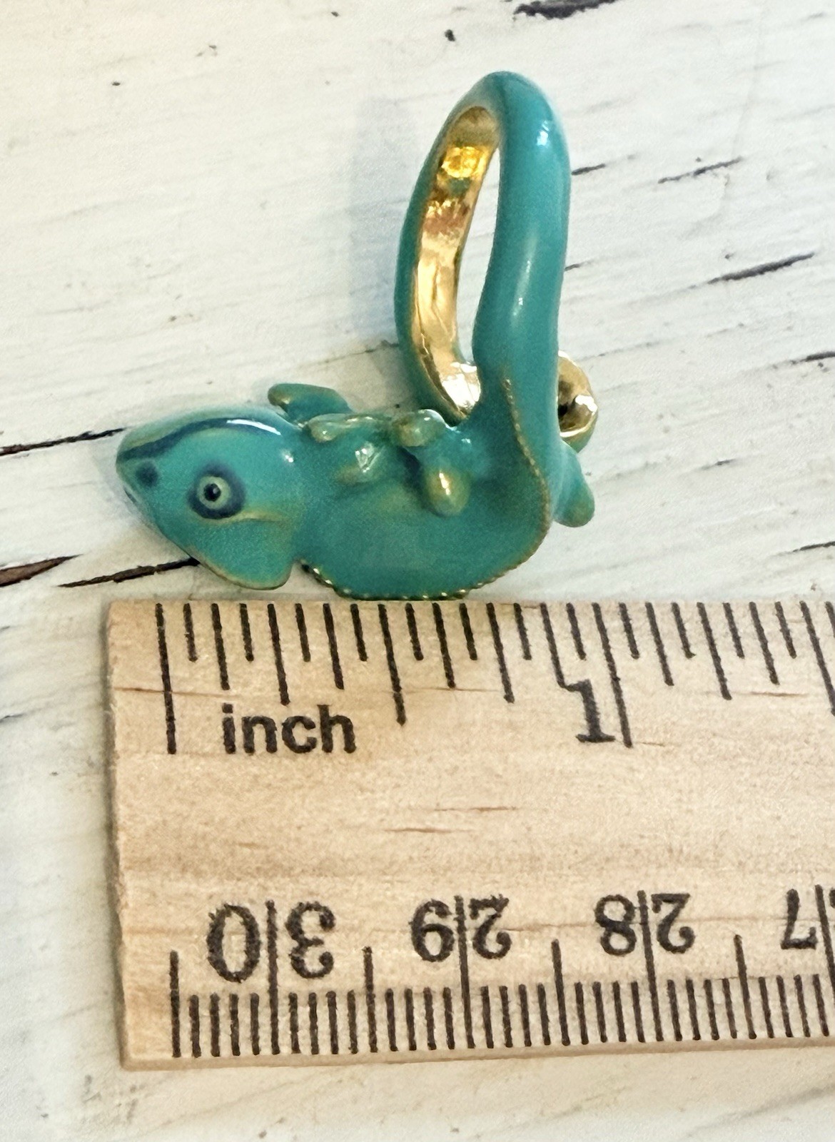 Chameleon Green Lizard Unique Enamel ring size 10 Gift Tropical Jewelry NEW