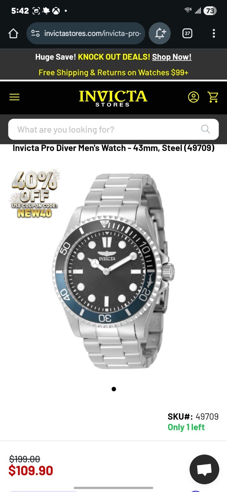 Invicta Men’s Diver Quartz Watch, Silver Stainless Steel, Bruce Wayne