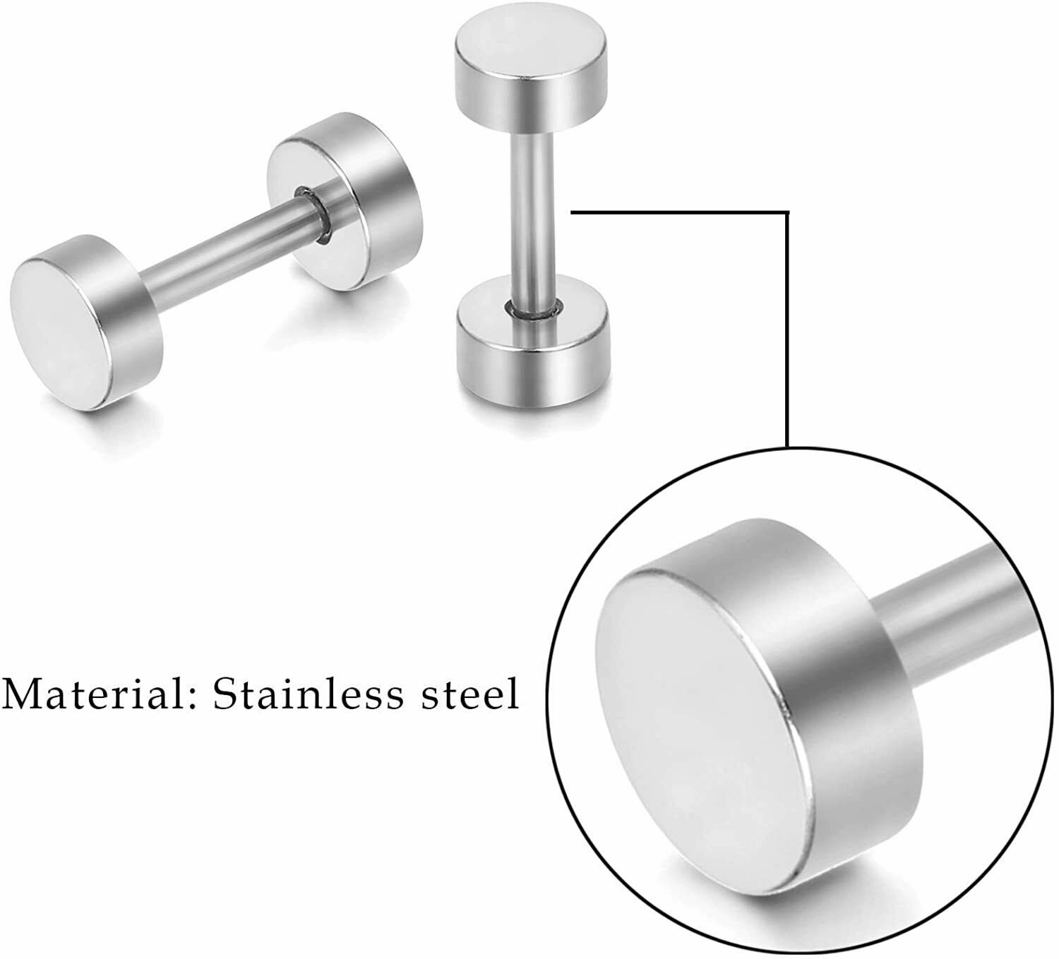 High Polished Surgical Steel Screw Flat Back Disc Stud Earrings for Women Men