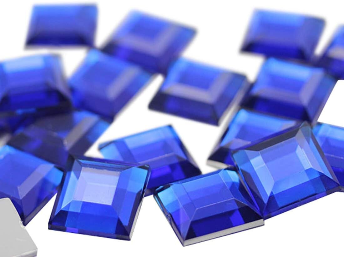 Allstarco 8mm Flat Back Square Acrylic Rhinestones 75 Pieces Blue Sapphire H123