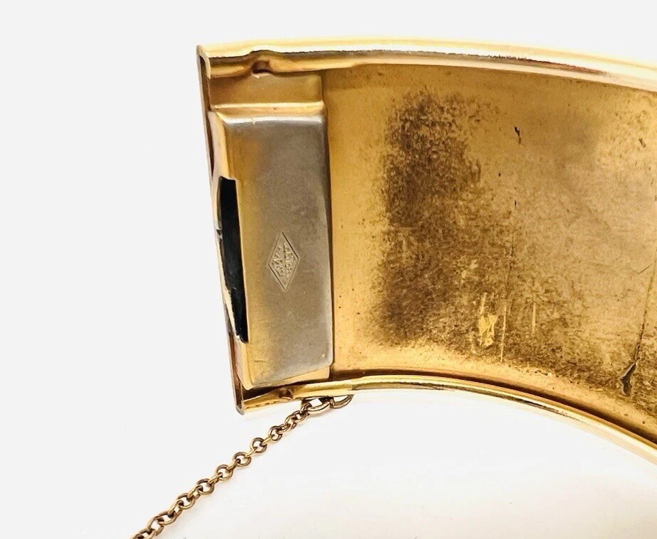 Chunky Wide LUSTERN Gold Filled Bangle Bracelet 51gm Signed Vintage Jewelry