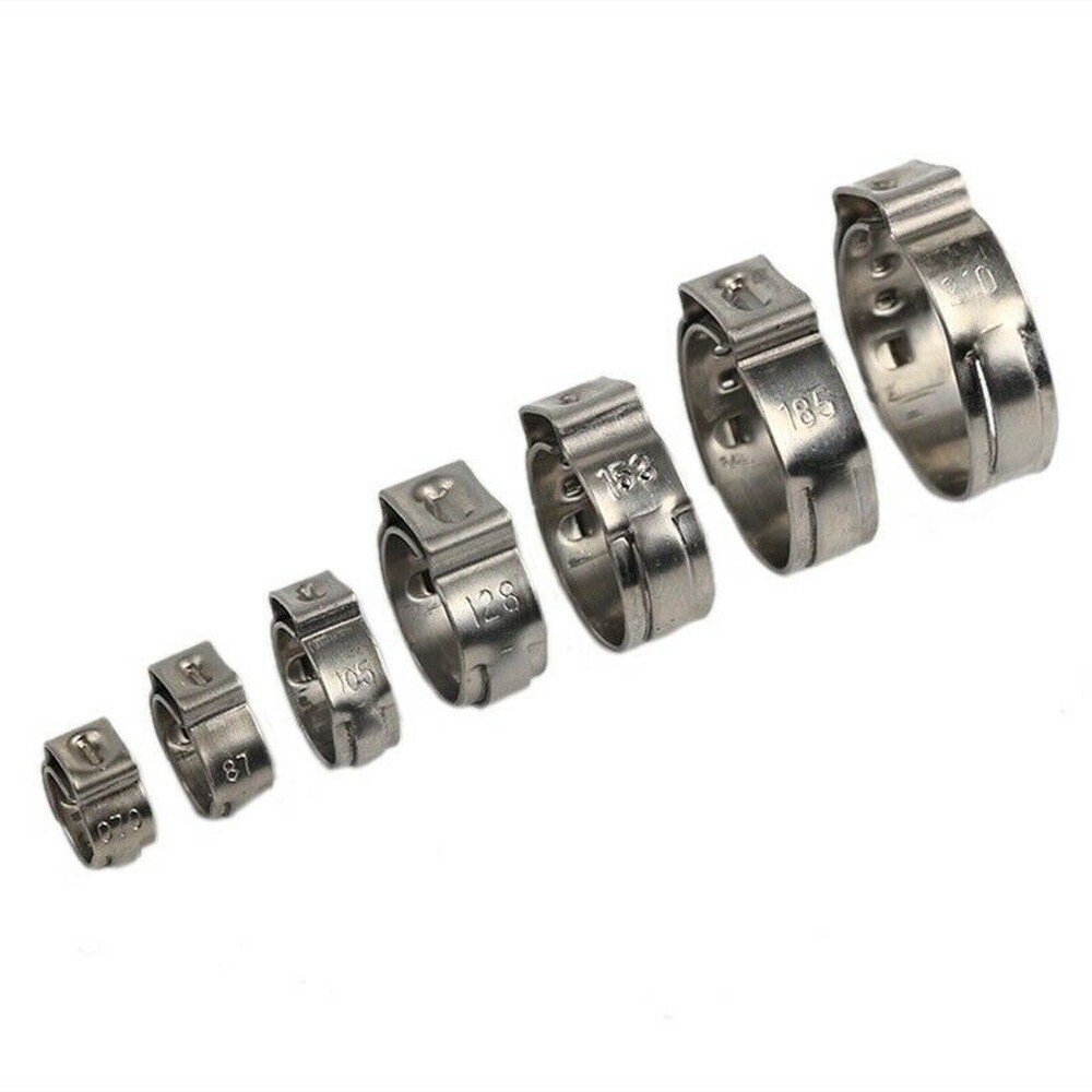 130Pcs Ear Cinch Hose Clamps Assorted Stainless Steel Rings Crimp Pinch Plier US