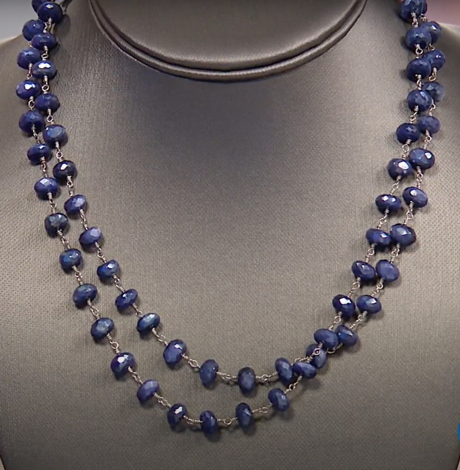 Rarities Metallic-Coated Blue Moonstone Sterling Silver Beaded 36″ Necklace NWT