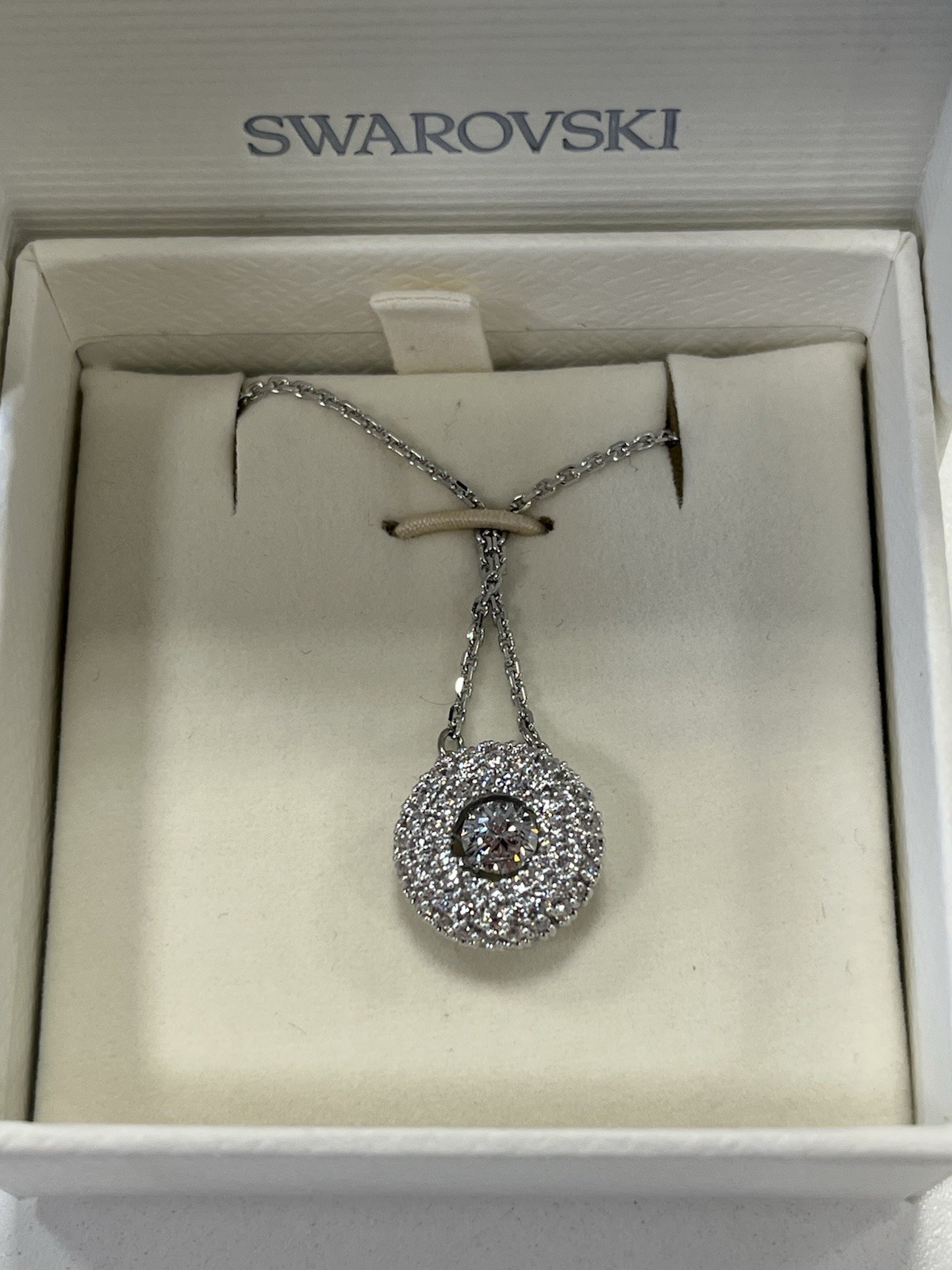 Swarovski Sublima Pendant Round cut, White, Rhodium plated 5738246
