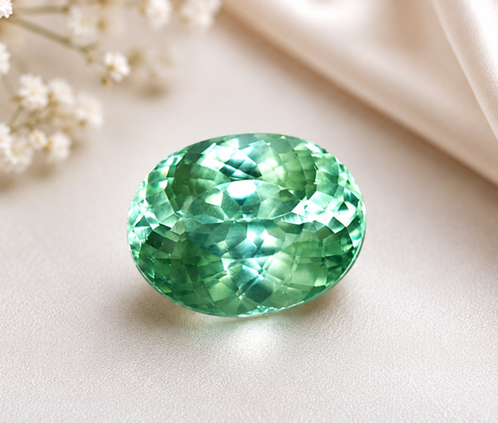 8CT Natural Green Tourmaline Oval Cut Loose Gemstone | Faceted Green Tourmaline