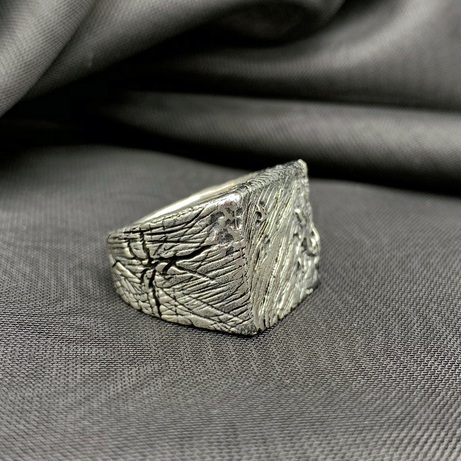 925 Sterling Silver Solid Men’s Ring. Heavy and Stylish. Moon Surface. No Stone