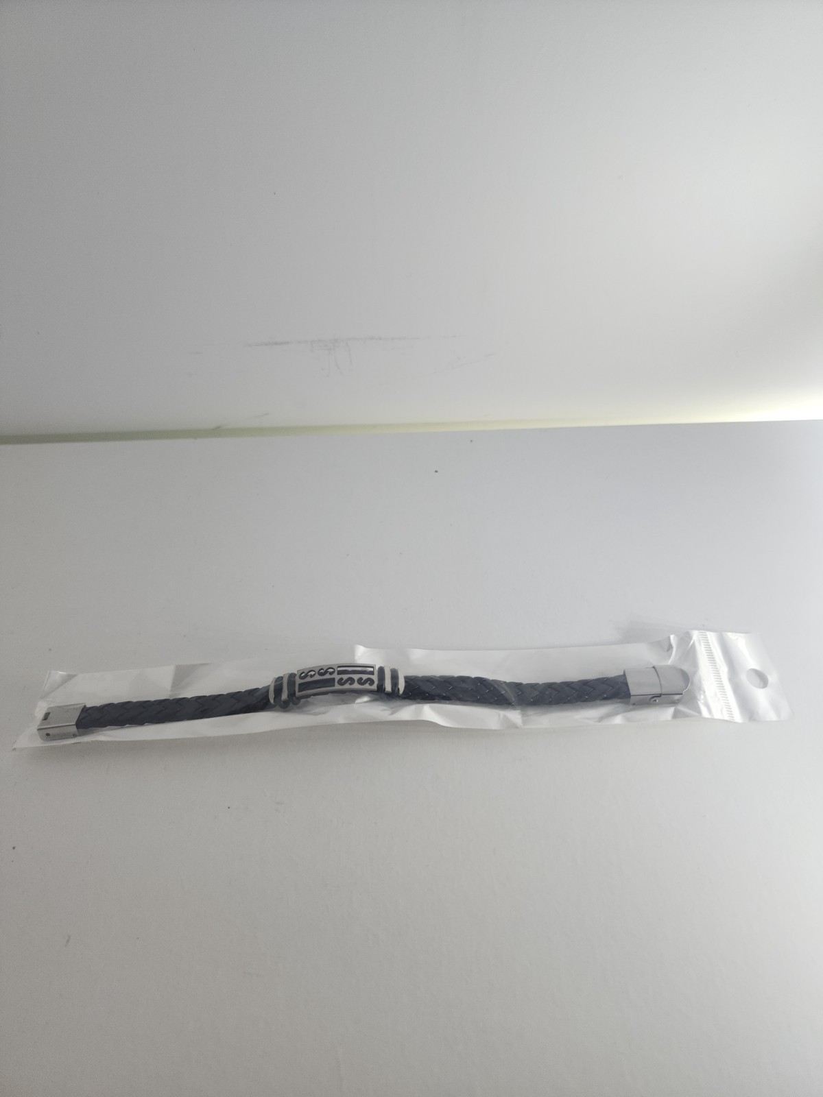 Men Black Braided Casual Bracelet Silver Accent Urban Fashion Sealed Gift New