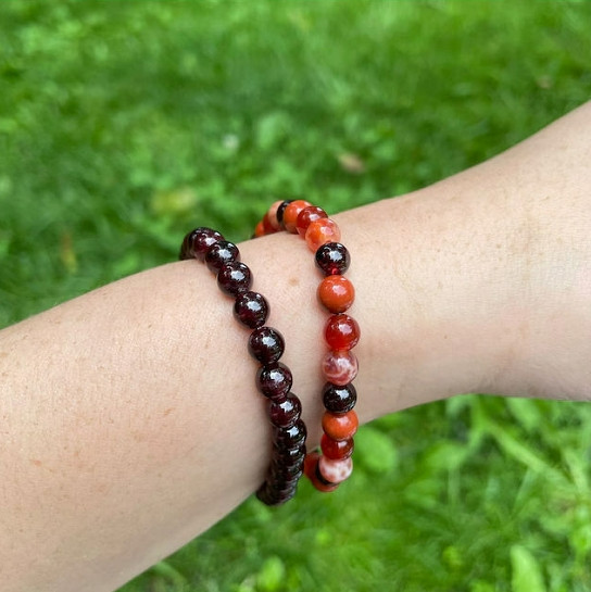 5mm Garnet Gemstone Beads Healing Reiki Chakra Grounding Women Bracelet Gifts