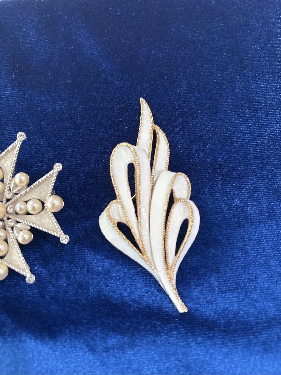 Vintage Crown Trifari Brooch Lot Of 3. All Signed. All Plated. 1 Maltese Cross
