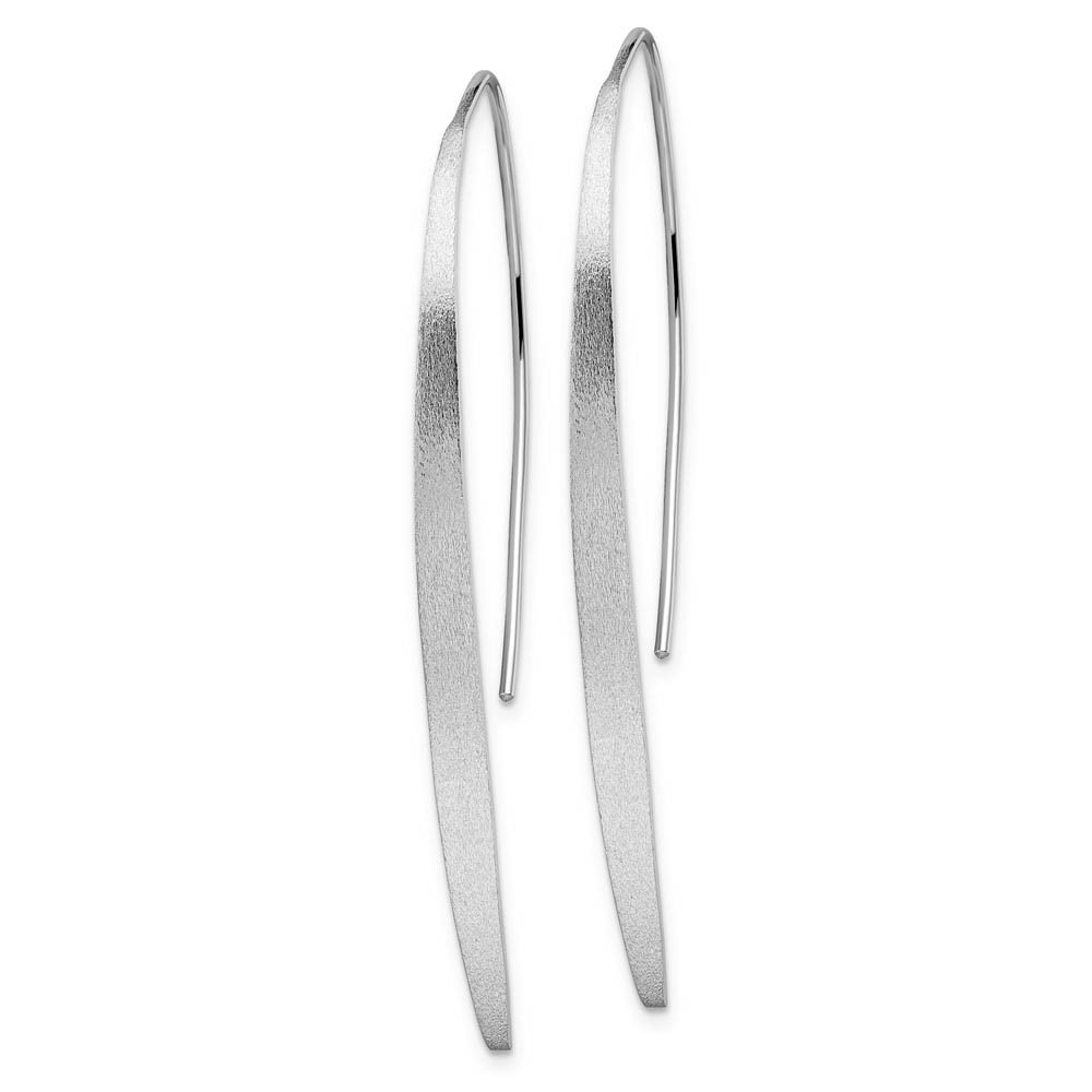 Brushed Curved Bar Threader Earrings in Silver, 55mm (2 1/8 in)