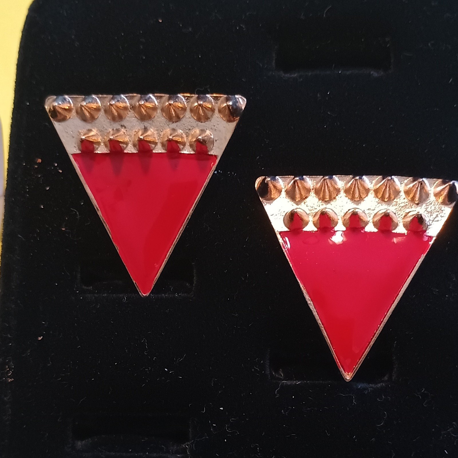 1 Pink & White Enamel Teardrop And 1 Red Enamel Earrings. Both For $9