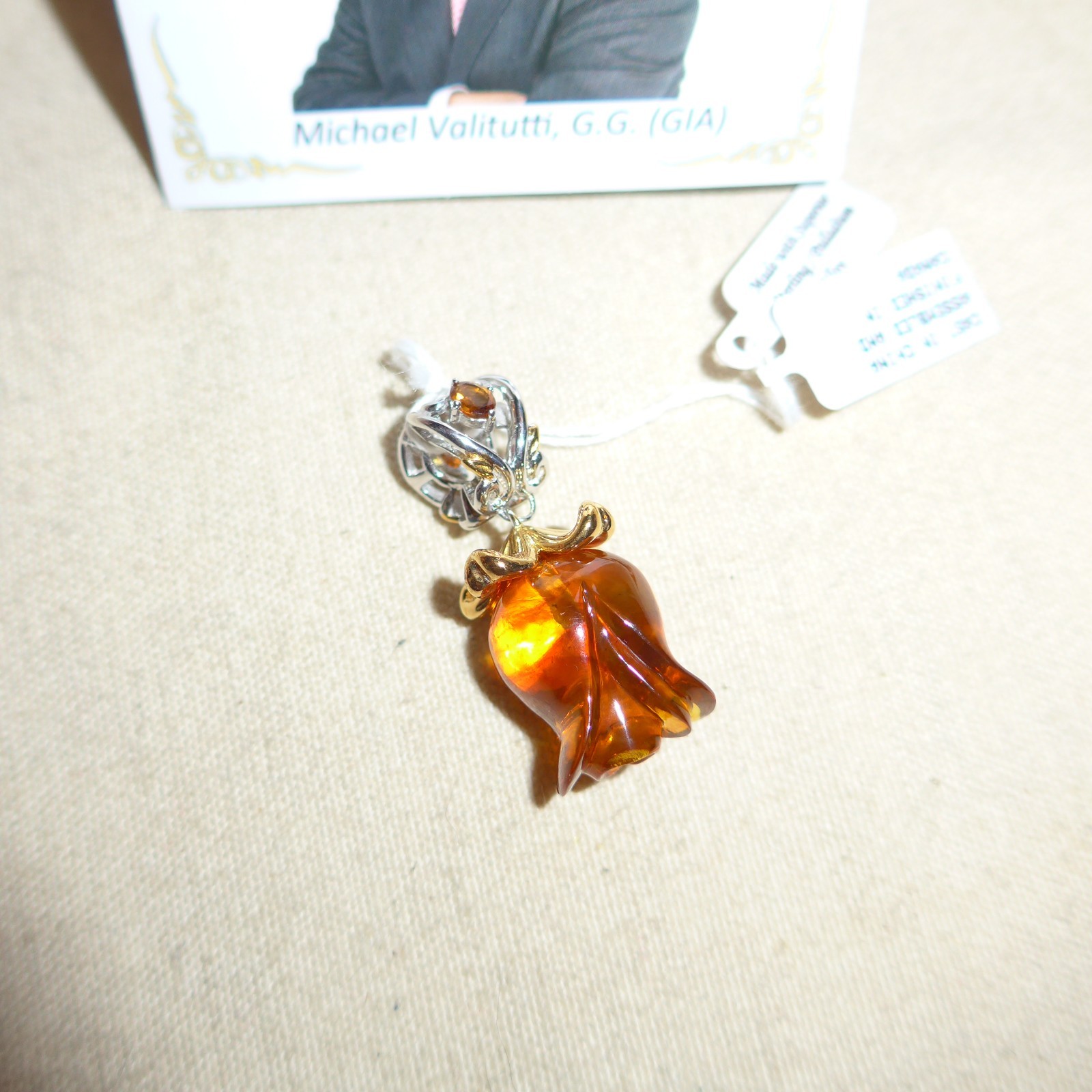 Gems en Vogue Sterling Palladium AMBER TULIP Charm by Michael Valitutti NWT