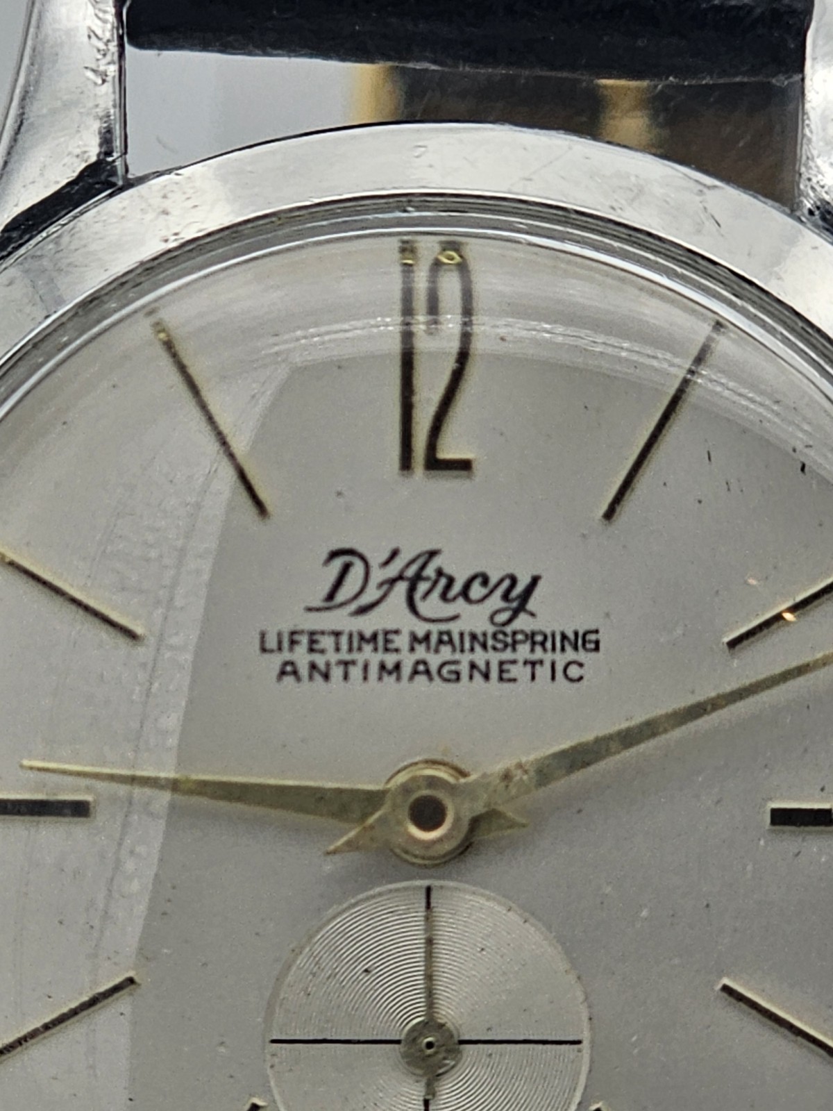 D’Arcy Swiss Made Aluminum Case Manual Wind 32mm Silver Dial Black Leather