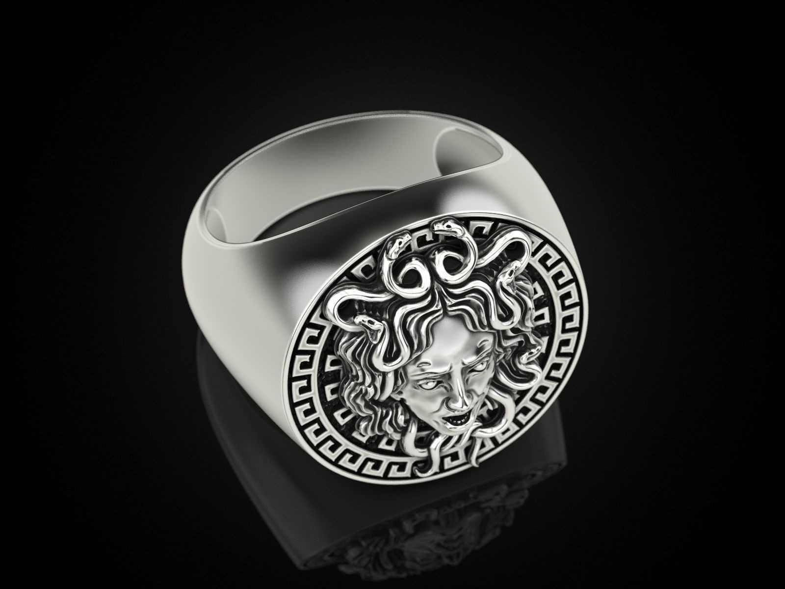 Oxidized Men’s Medusa Gorgon Gothic Punk 925 Sterling Silver Statement Rings