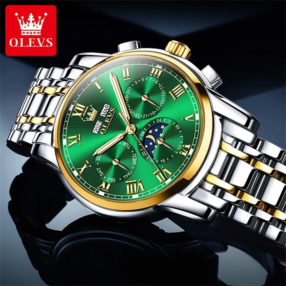 Automatic Mechanical Waterproof Watch Moon Phase Luxury Dial Men’s Men Strap