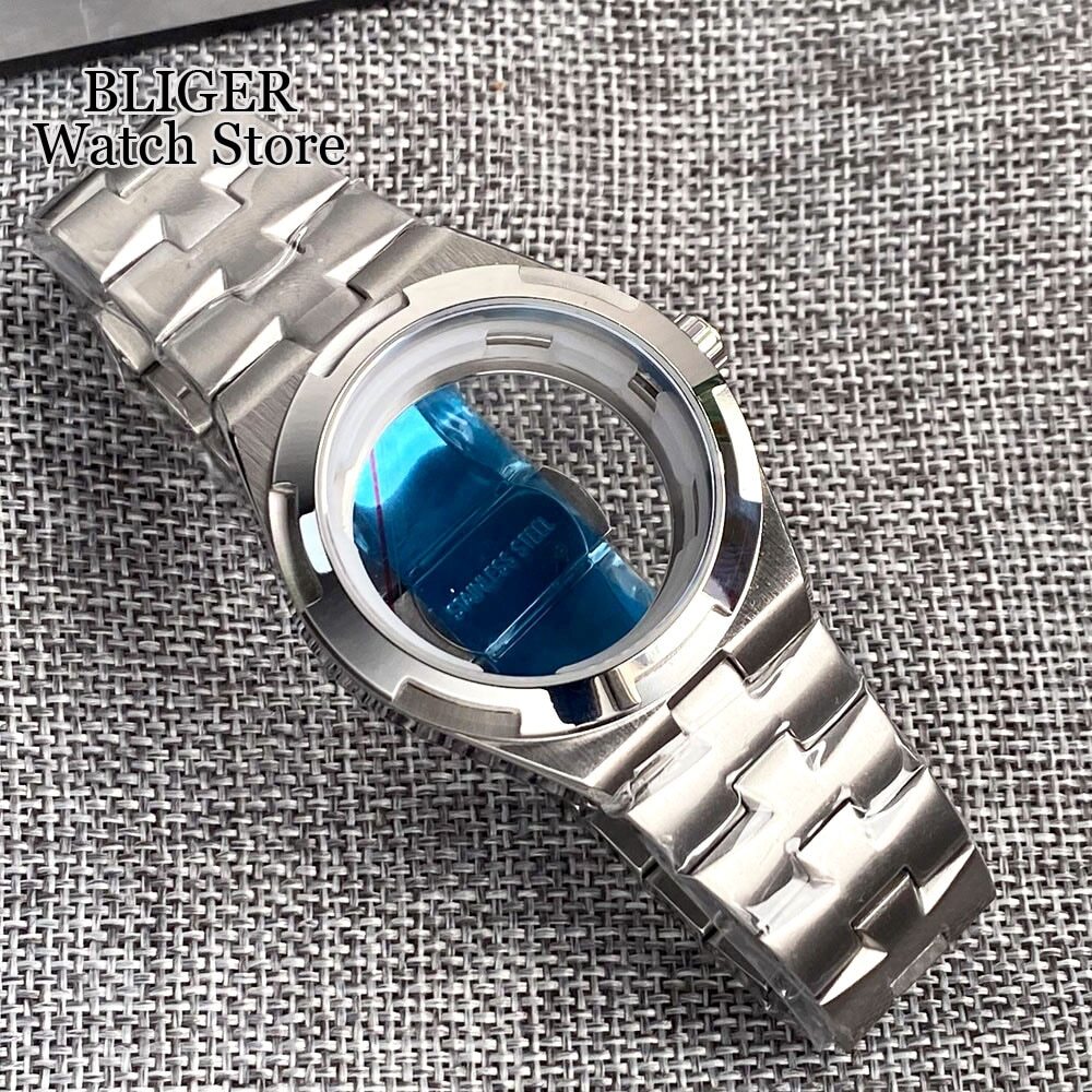 Silver 41mm Watch Case Bracelet Stainless Steel fit NH34 NH35 NH36 NH38 Sapphire