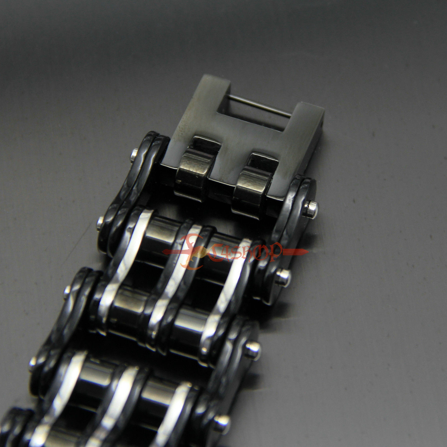 Heavy Black Motorcycle Bike Chain Men’s Bracelet Stainless Steel Biker 27mm Wide