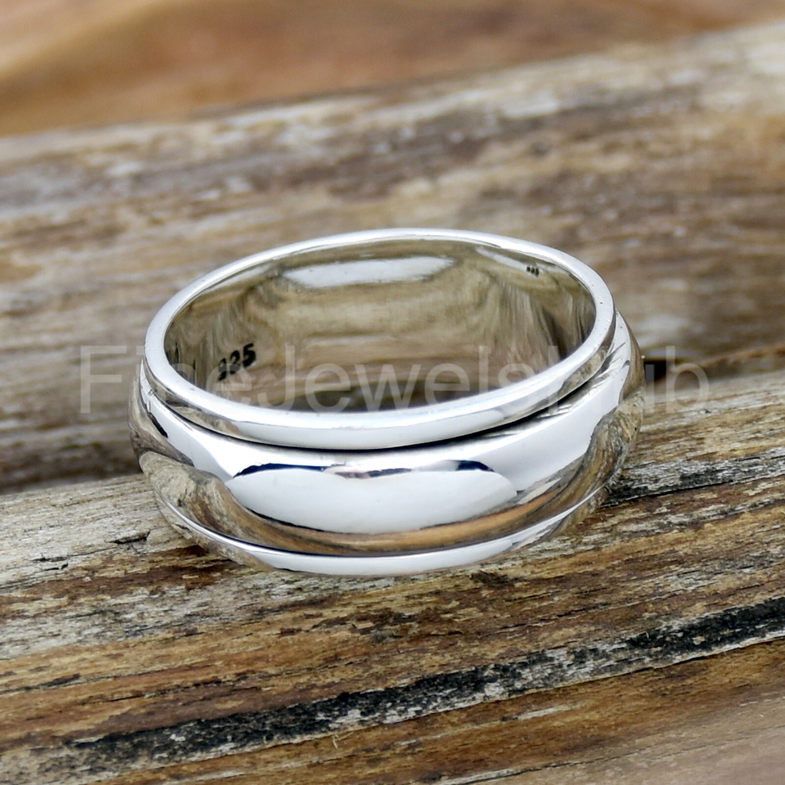 8 mm Spinner Band Ring, 925 Sterling Silver Ring, Wide Band Ring, Spin Ring