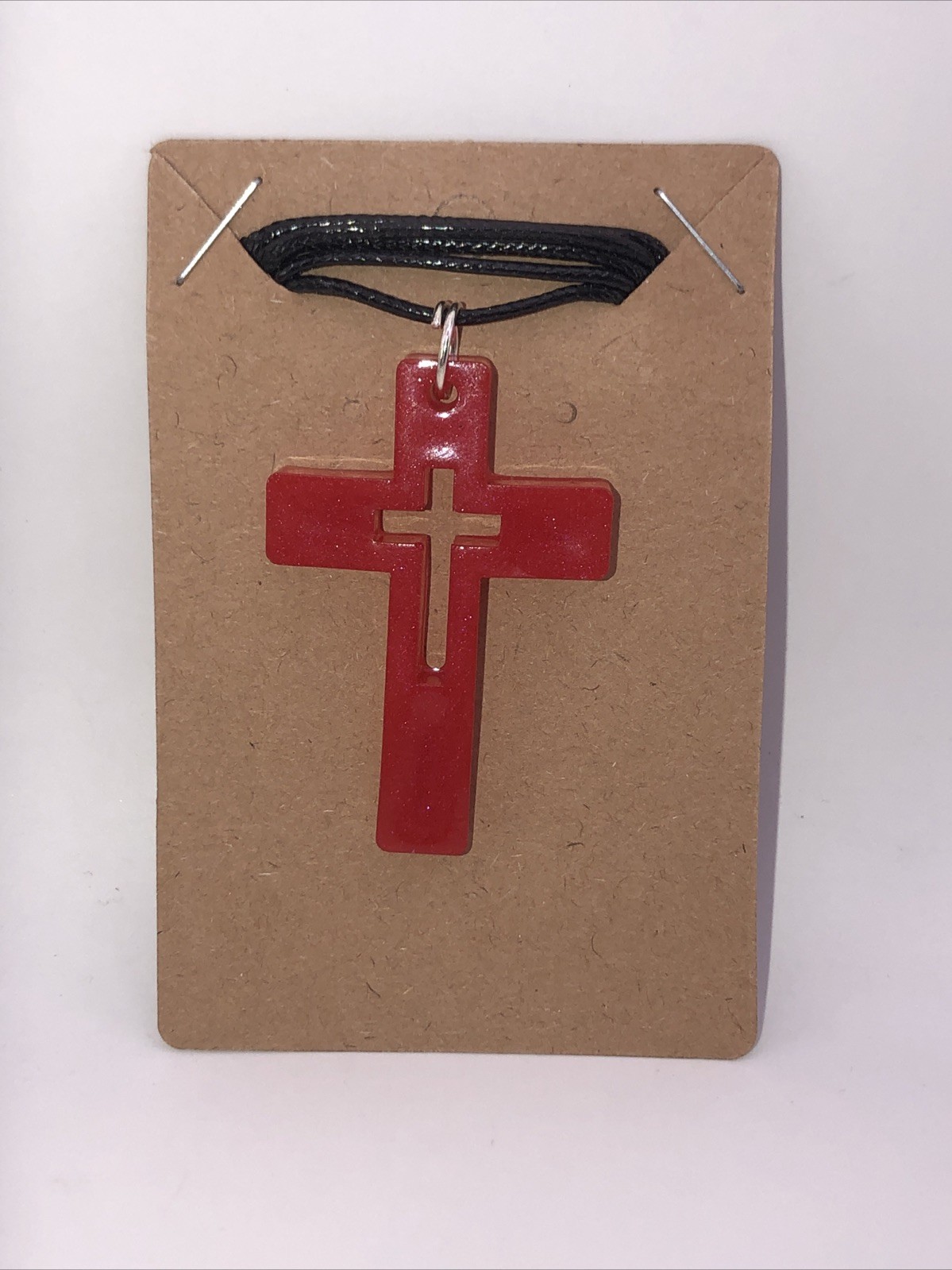 House Of David Handmade Artesian Cross Necklace Red One Of A Kind 18 inches