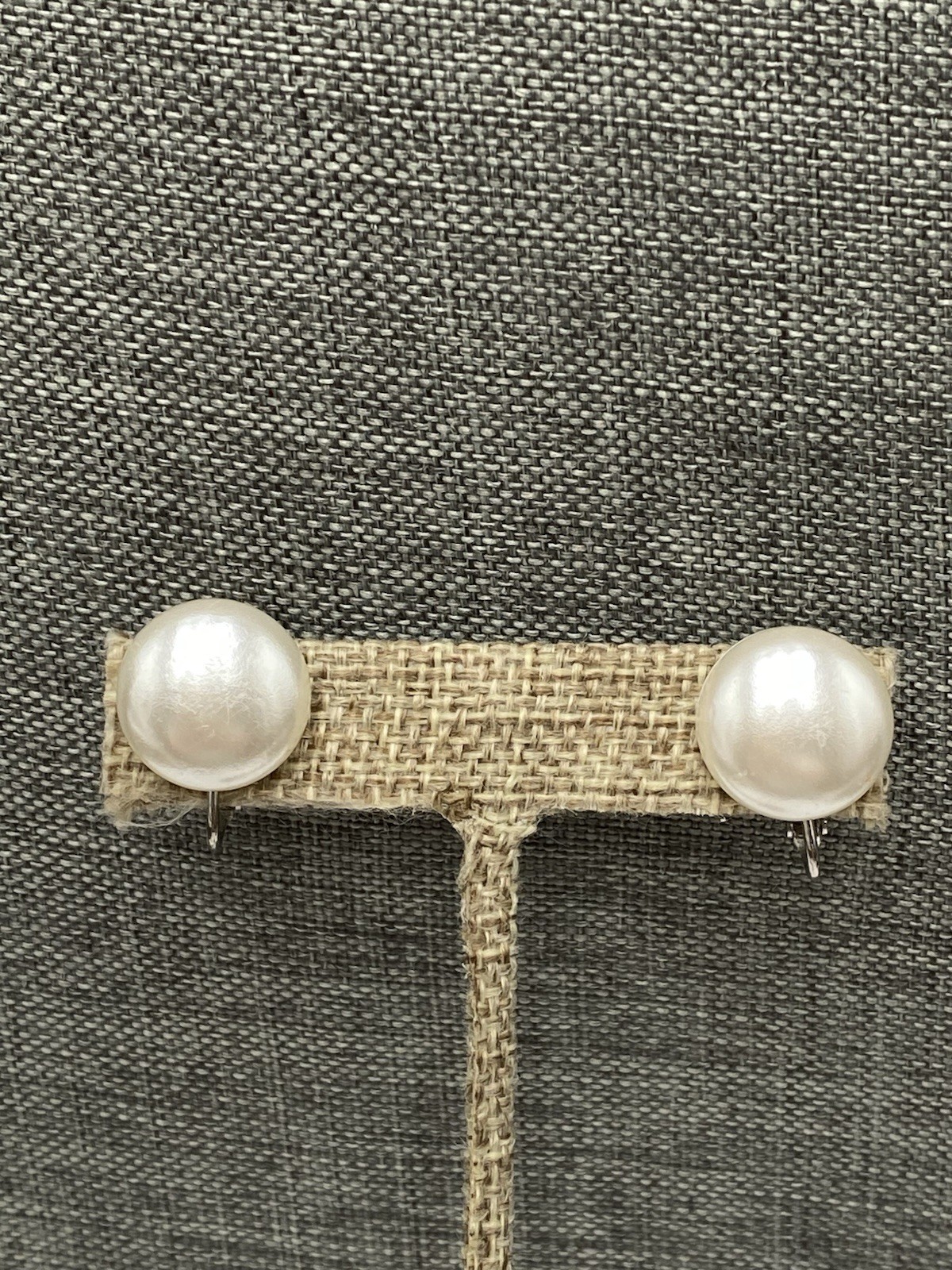 Park Lane Faux Pearls Clip-Ons Earrings White Signed Vintage Silver Tone
