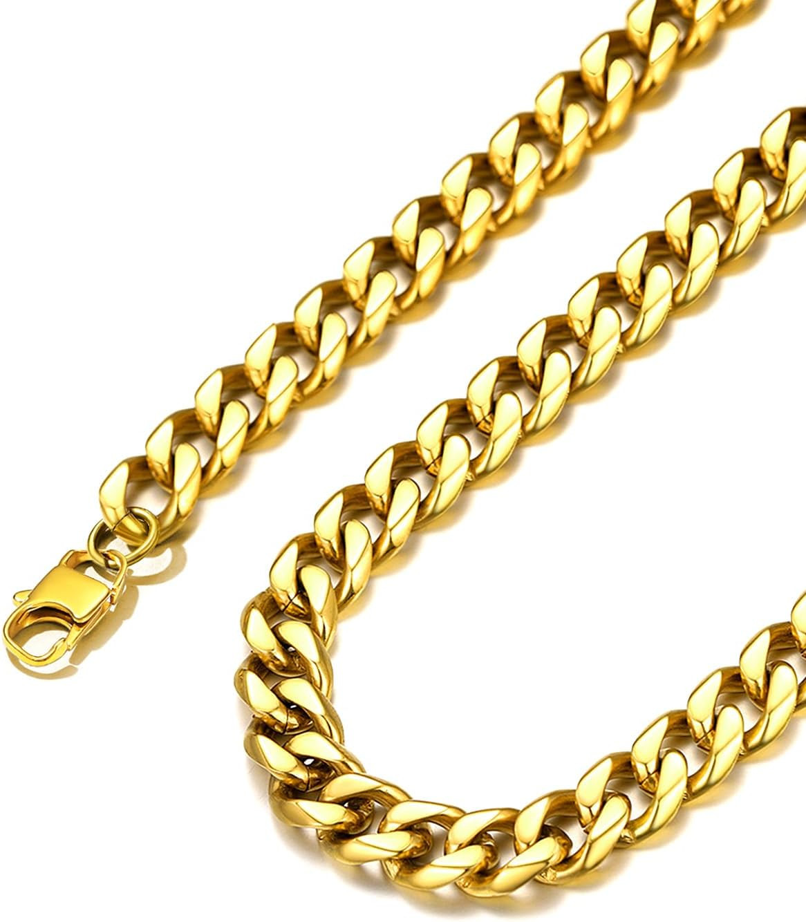 18-40MEN Stainless Steel 3/4/5/6/8Mm Gold Plated Miami Cuban Chain Necklace*155