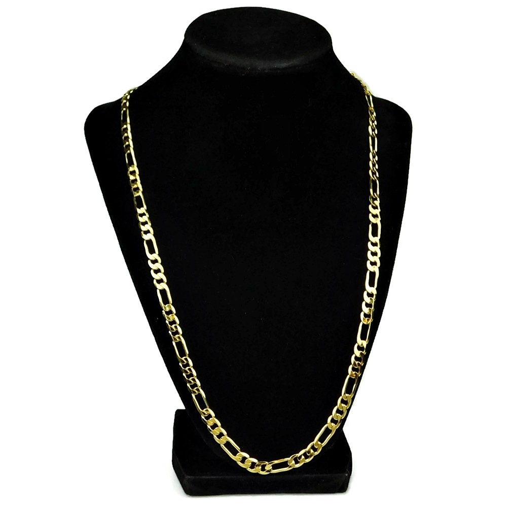 Mens 18k Gold Plated Figaro Link 24″ Inch Long x 6.5MM Wide Chain Necklace