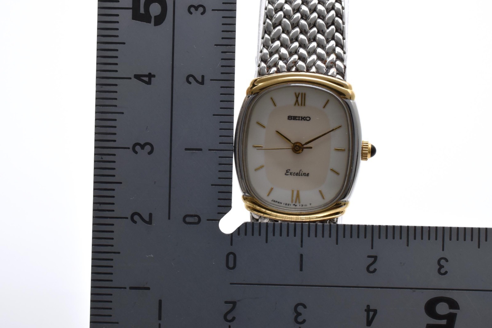 【 Exc+5 】 SEIKO Exceline 1221-5890 21mm Quartz Vintage White Dial Oval Watch