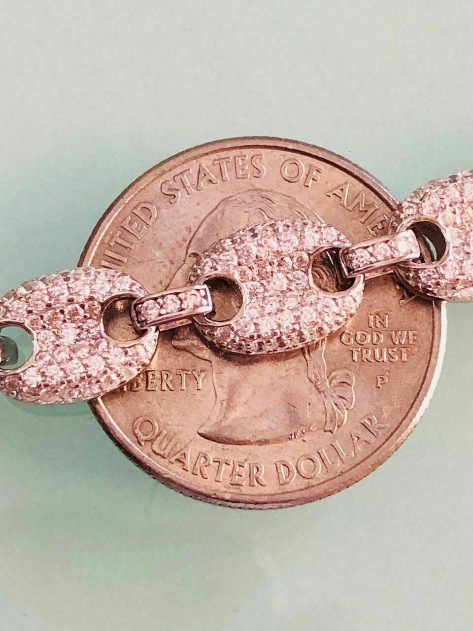 Puff Gucci Link Chain Out ICED Moissanite Pass Diamond Test 925 Silver 8mm Thick