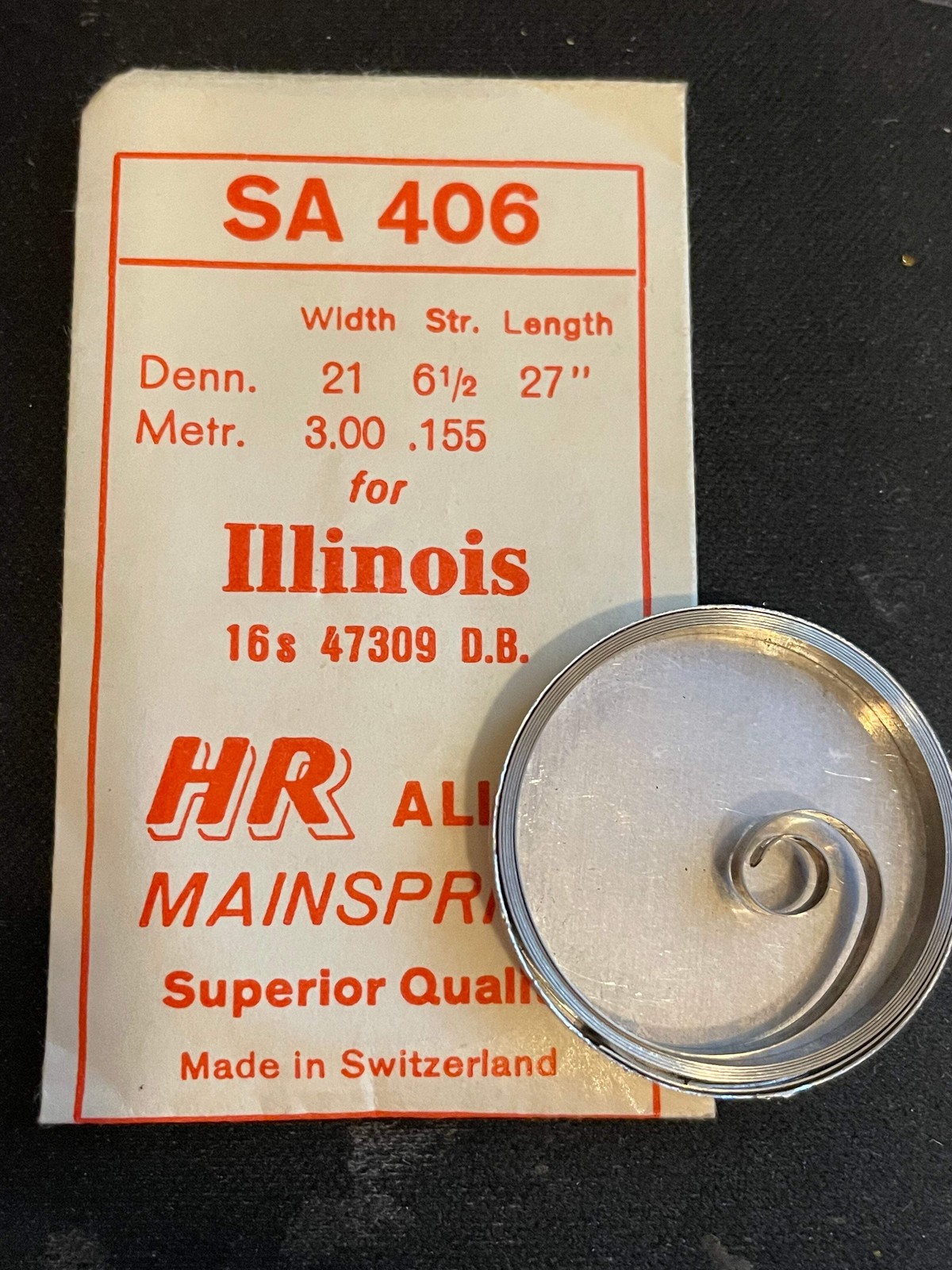 HR Mainspring SA406 for Illinois 16s Factory No. 47309 for 60hr – Alloy