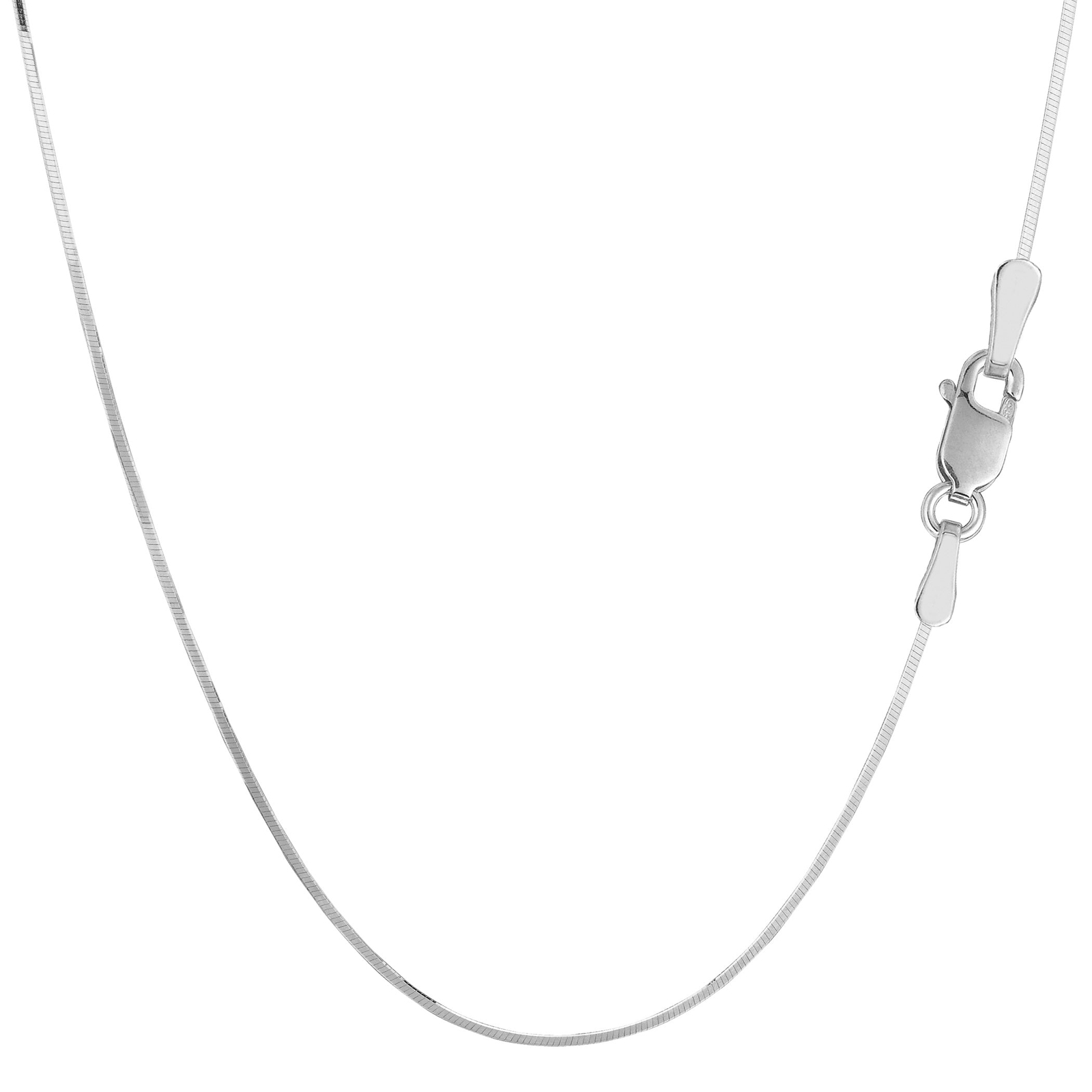 Sterling Silver Rhodium Plated Octagonal Snake Chain Necklace, 0.9mm, 16″