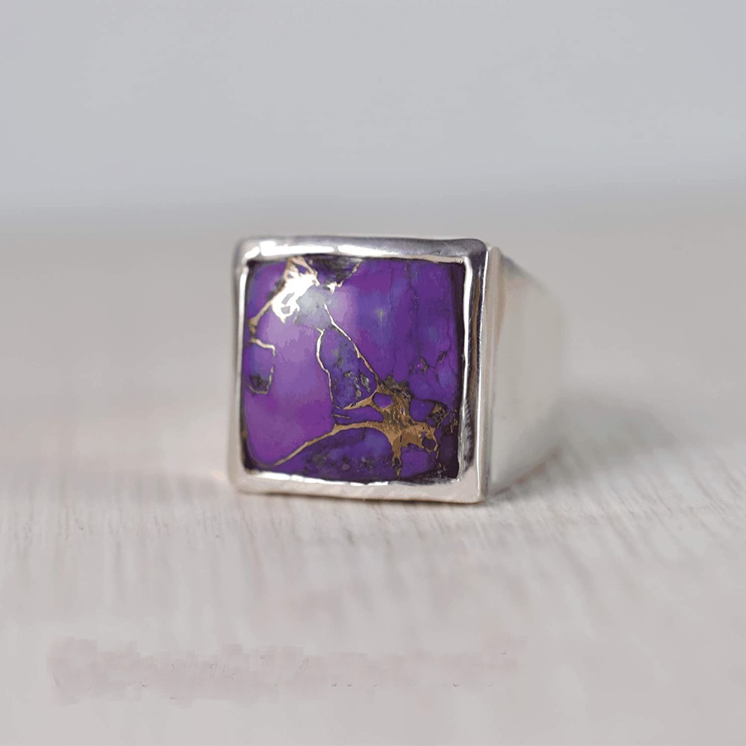 Solid 925 Sterling Silver AA Natural Copper Turquoise Gemstone Men’s Unisex Ring
