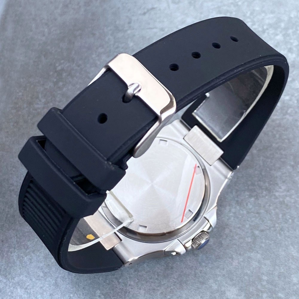 40mm Silver Nautilus Watch Case Nologo Dial Sapphire 10ATM For NH35 NH36 Rubber