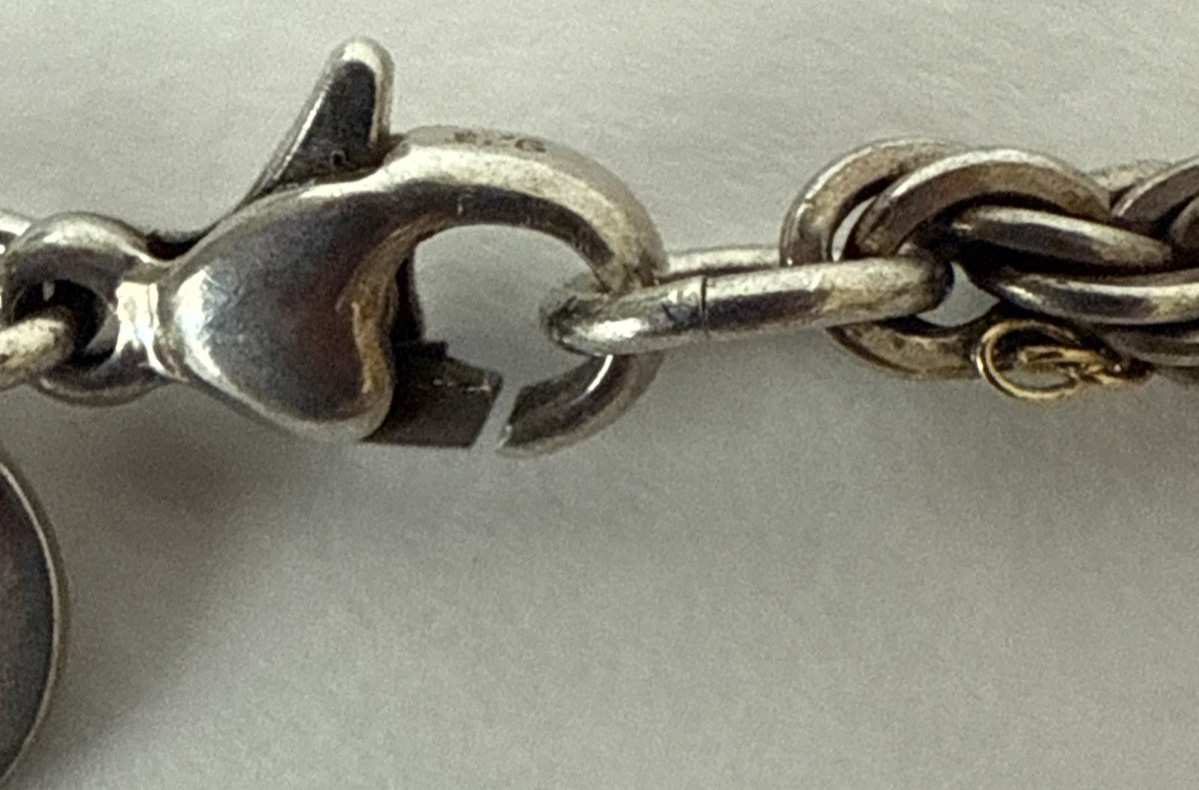 Vintage Tiffany & Co 925 Sterling Silver & 18K Gold Twisted Rope Chain Necklace