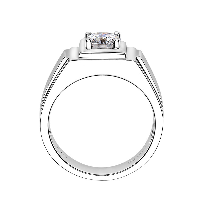 1.0 Carat Multicolor Round Moissanite Ring 925 Silver Men’s Engagement Band Gift
