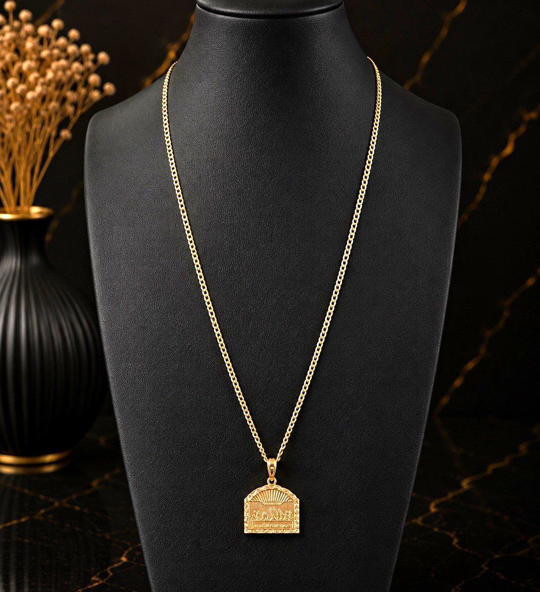 Cadena martillada y dije de la última cena 10k , Financiamiento disponible