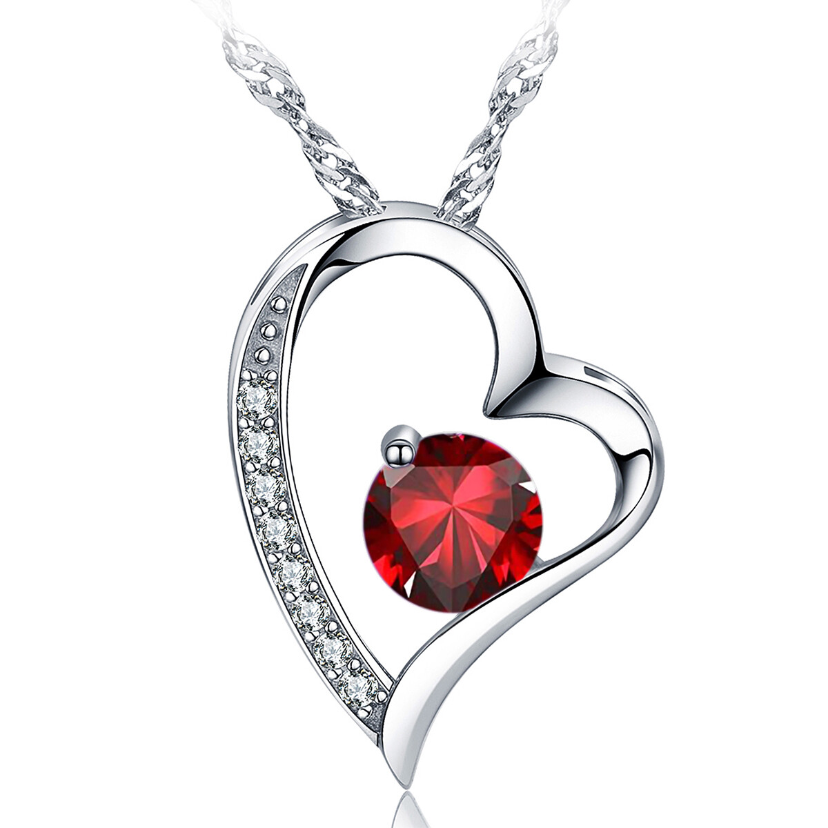 Birthstone Necklace 14k Gold Plated 1.1ct Love Heart Pendant Necklace for Women