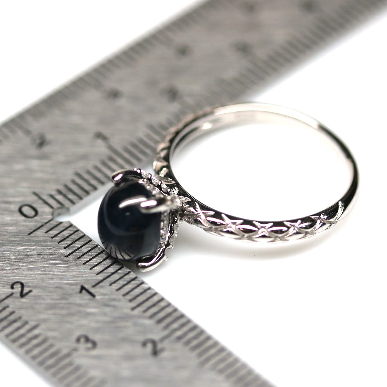 Natural Blue 6Rays Star Sapphire Ring Size 8 925 Sterling Silver Handmade
