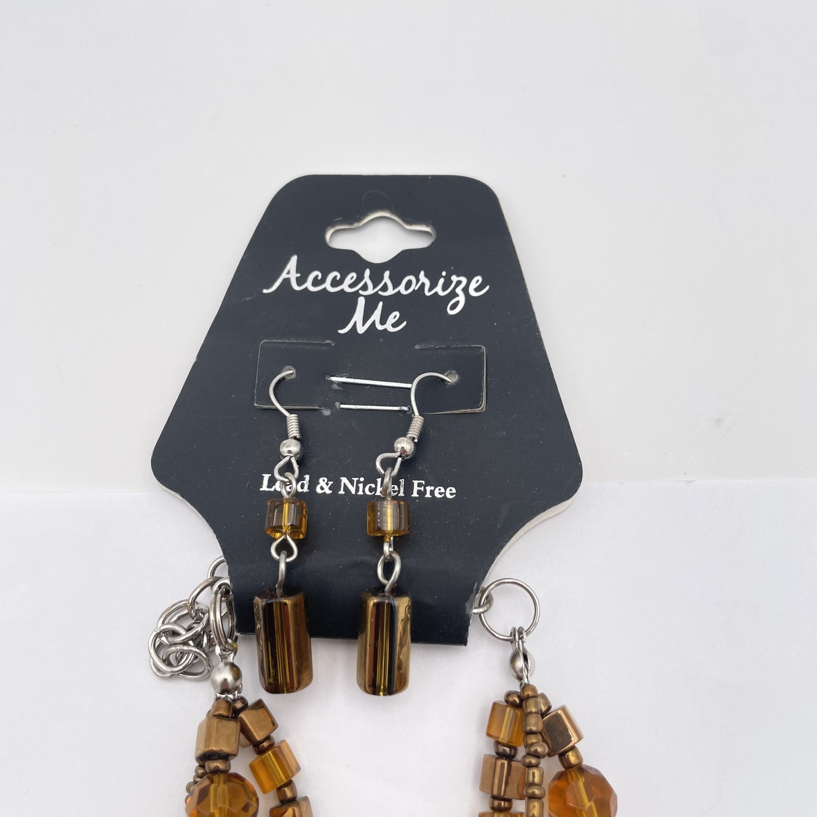 Accessorize Me Beaded Necklace Earring Set Glass Pendant Lead Nickel Free Jewelr