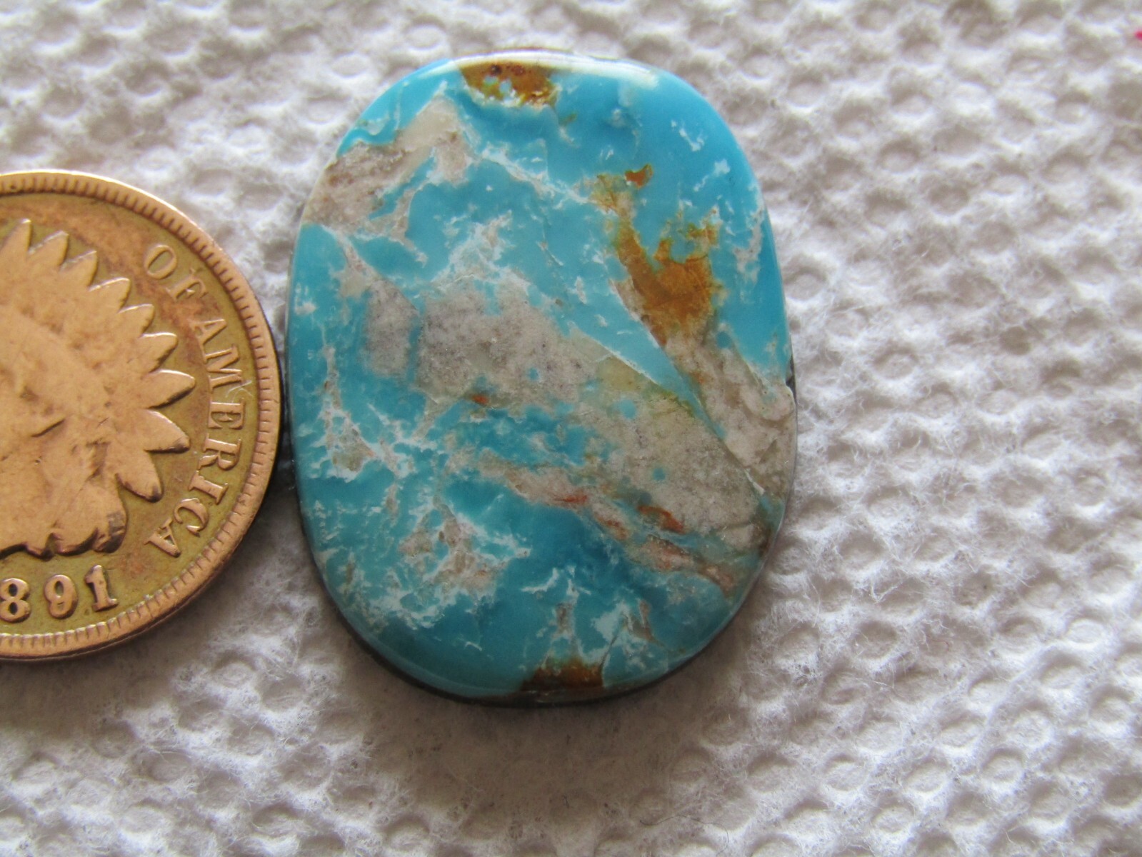 Turquoise Cabochon 15 carat Cab Unknown Origin Web Blue Green Boulder