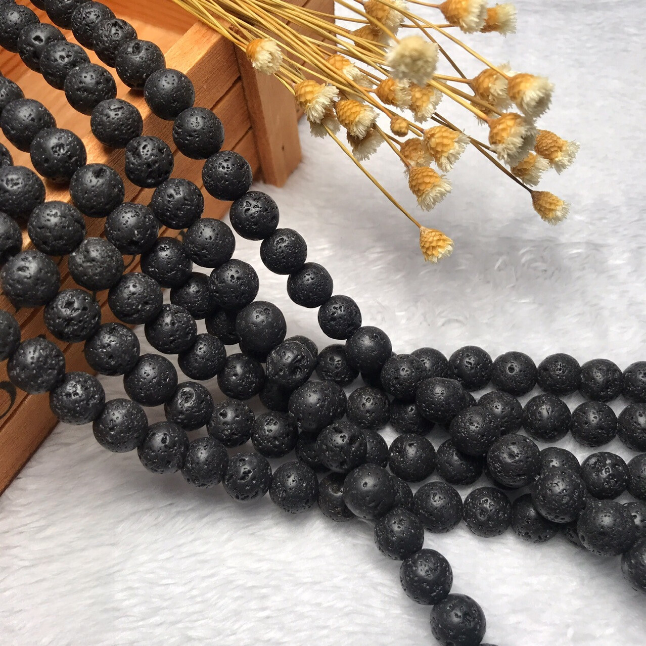 Wholesale 10 Strands 8mm Natural Volcanic Rock Round Charms Spacer Loose Beads