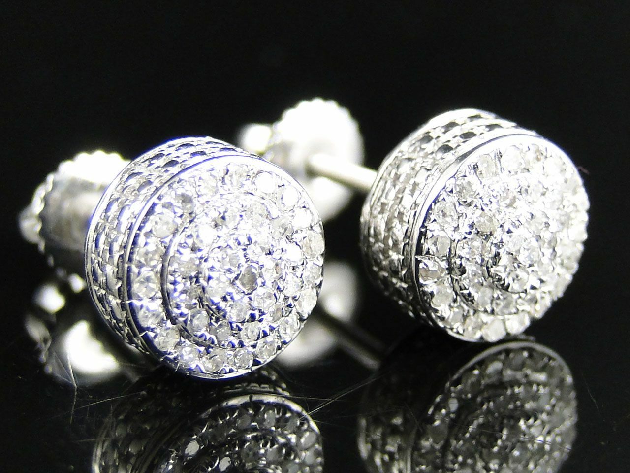 0.46ct Lab-Created Moissanite Mini Circle Dome Stud Earrings White Gold Plated