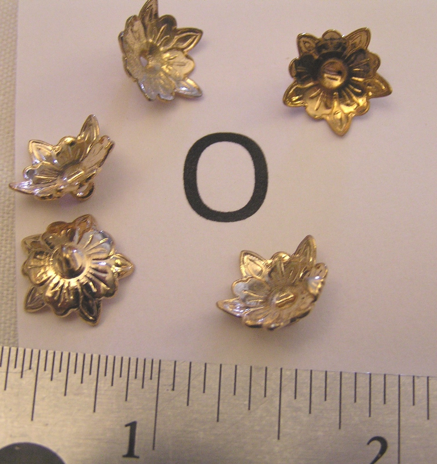 VTG Bead Cap Dangles w Bail & Button Backs Filigree Brass GP SP Jewelry Findings