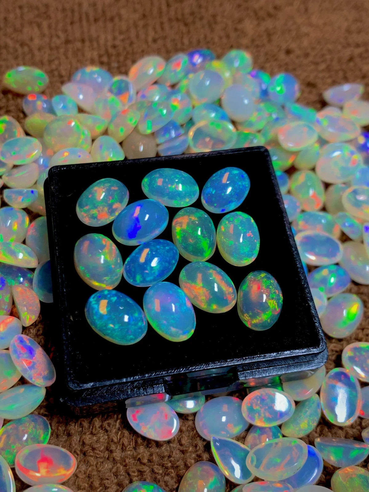 10 Pieces Lot Natural Ethiopian Opal Oval Cabochon Welo Multi Fire Opals 7×5 mm