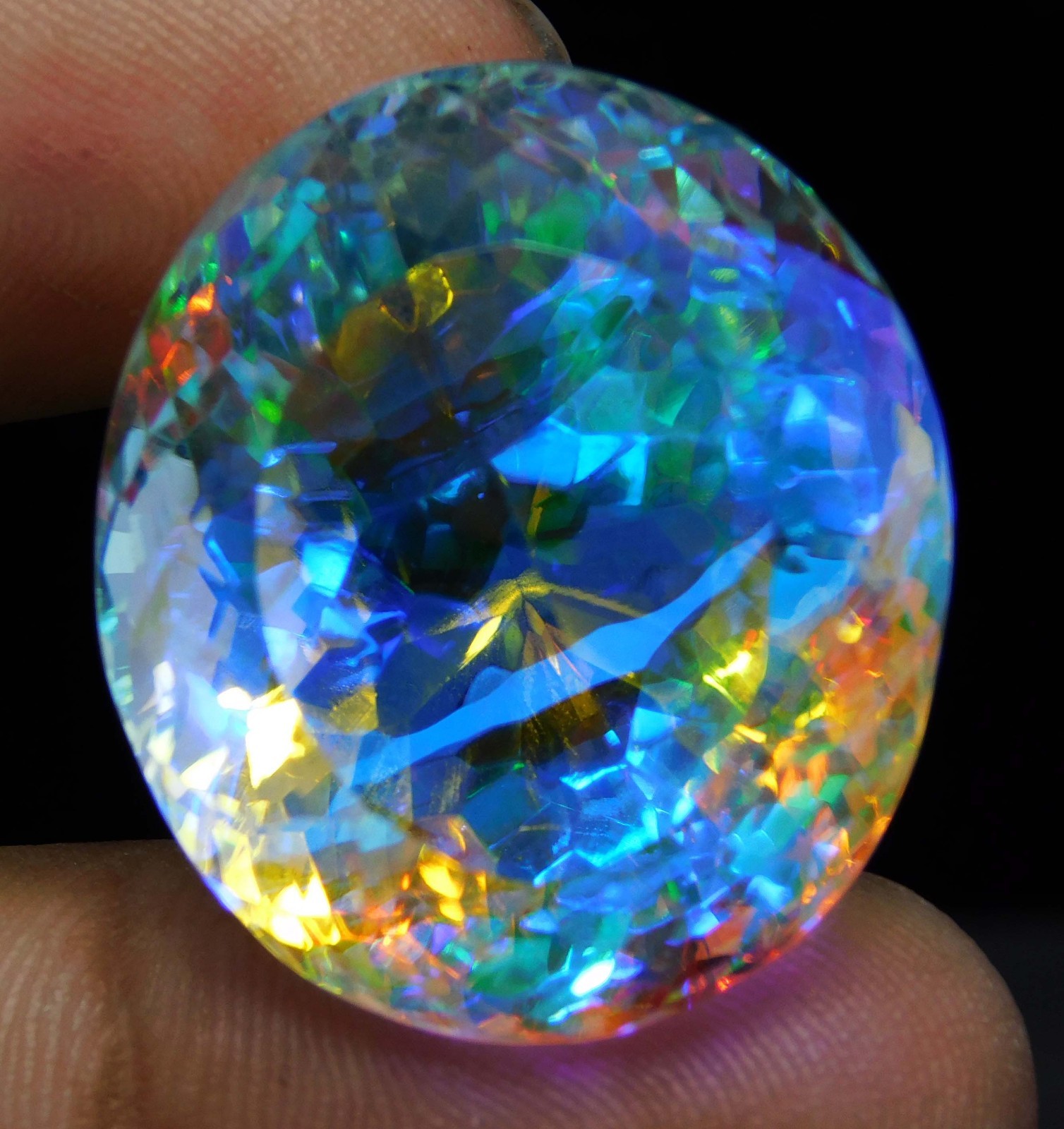Certified 66.00 Ct Natural Brazilian Mystic Topaz – Oval Cut Loose Gemstone
