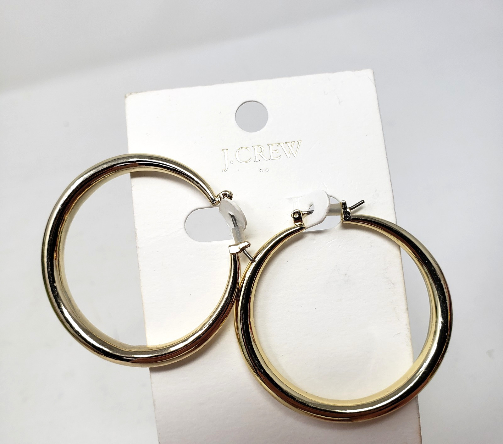 J Crew Factory Hoop Earrings Thick Chunky Gold-Plated Brass 40mm (Approx 1 1/2″)