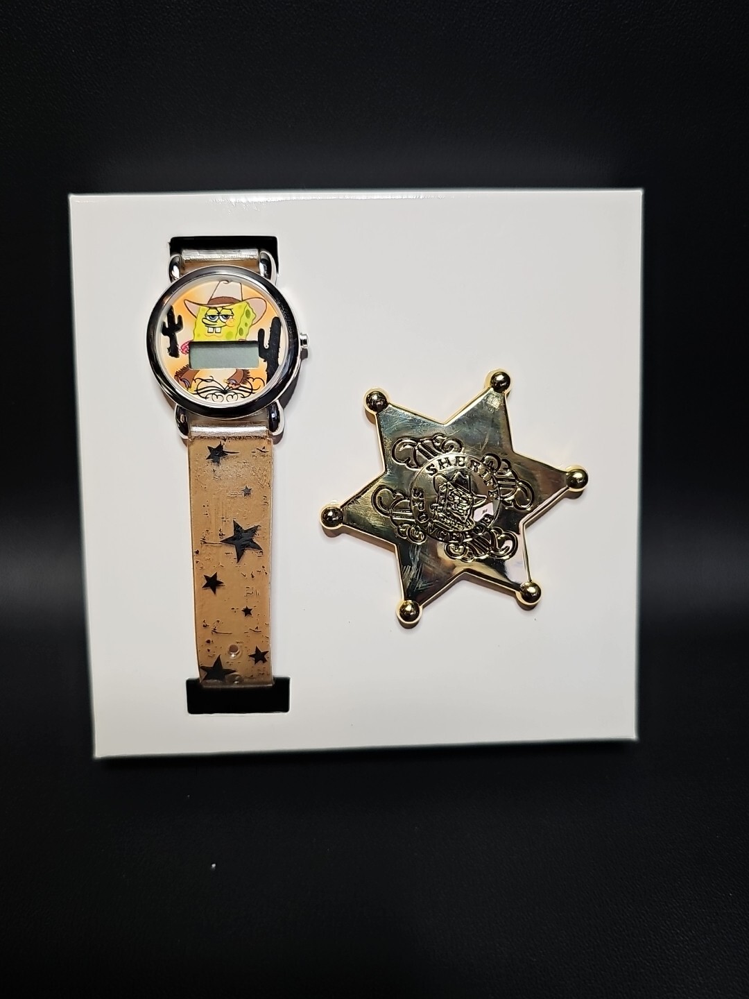 Sheriff SpongeBob SquarePants Avon Viacom Digital Watch Badge Gift Set NOS NIB
