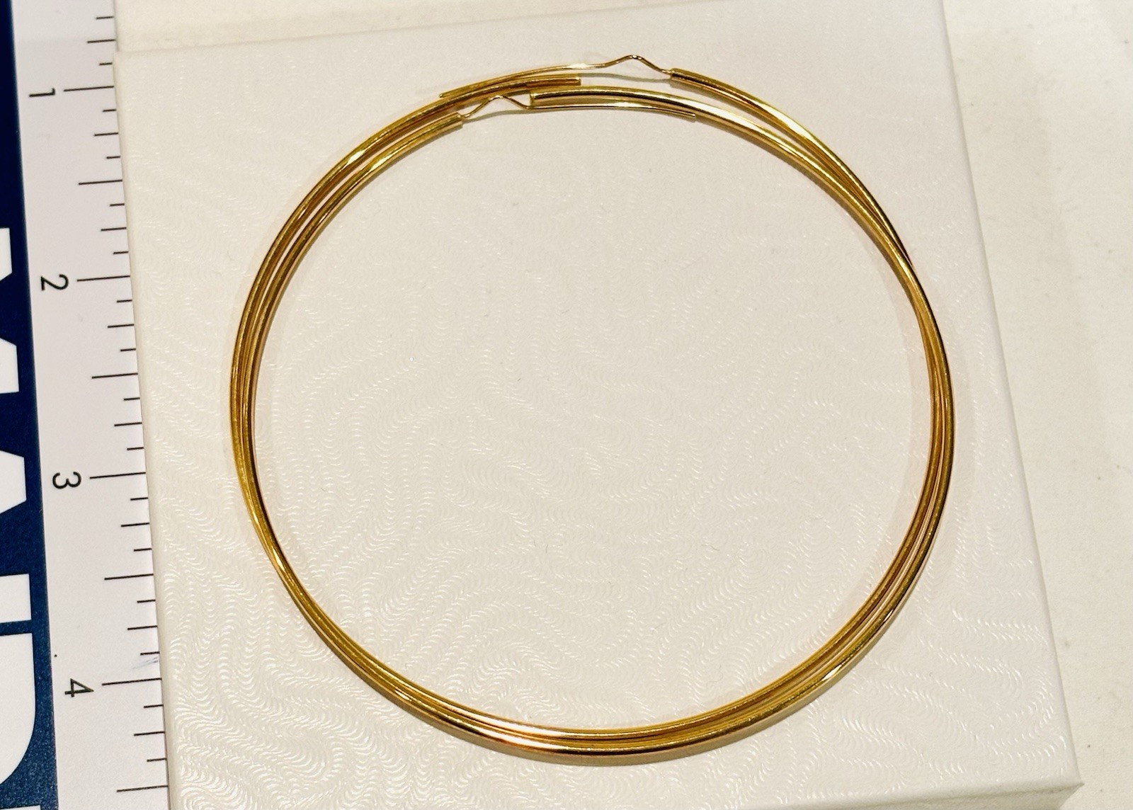 4” Inches Large Shiny Endless Hoop Earrings REAL 14K Yellow Solid Gold